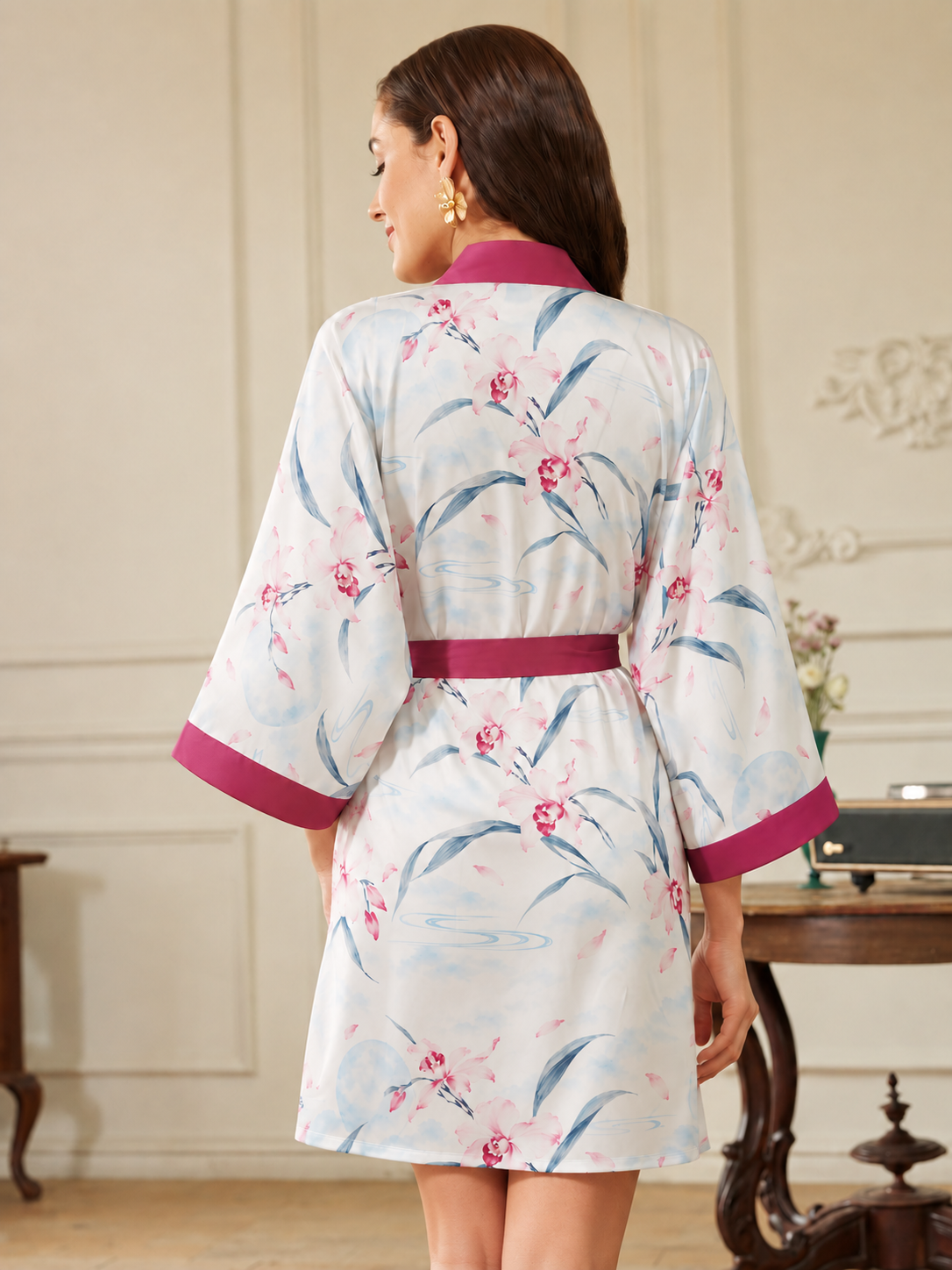 Moonlit Orchid Short Robe with Pockets