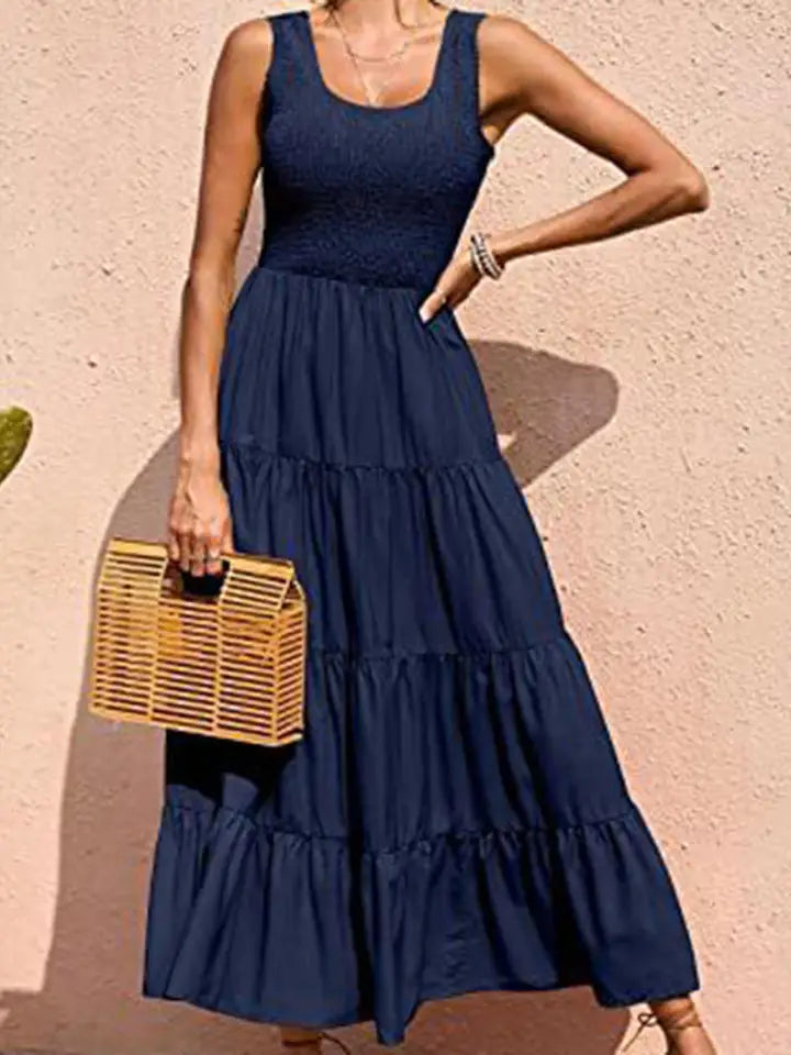 Sleeveless Crochet Tiered Maxi Dress
