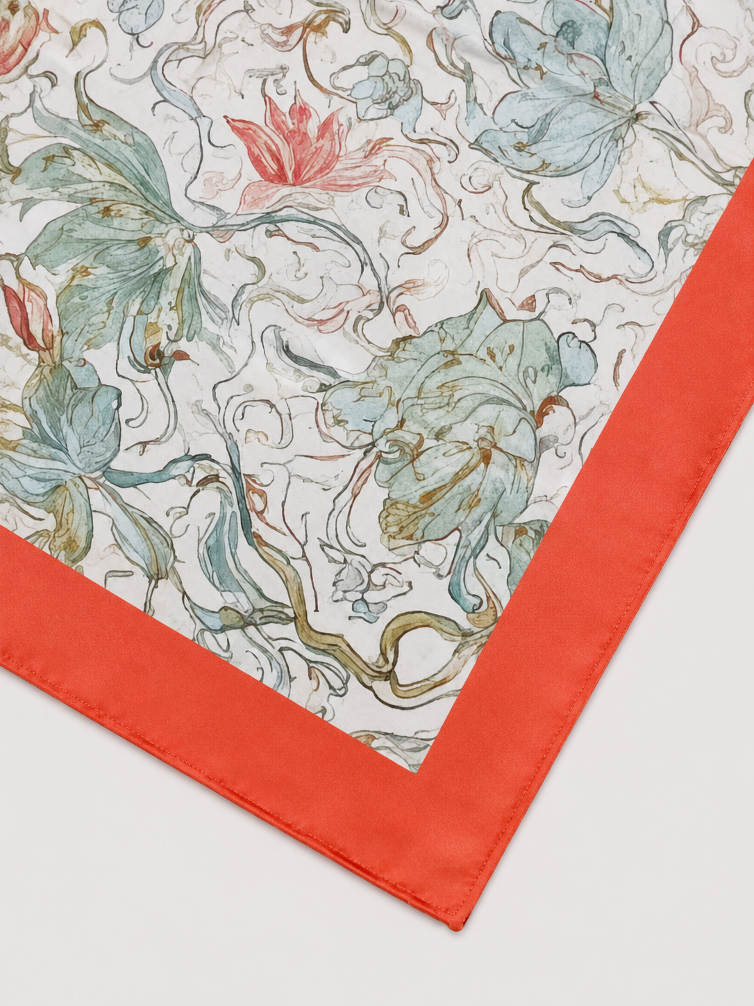 Dunhuang Herb Charmeuse Floral Square Scarf