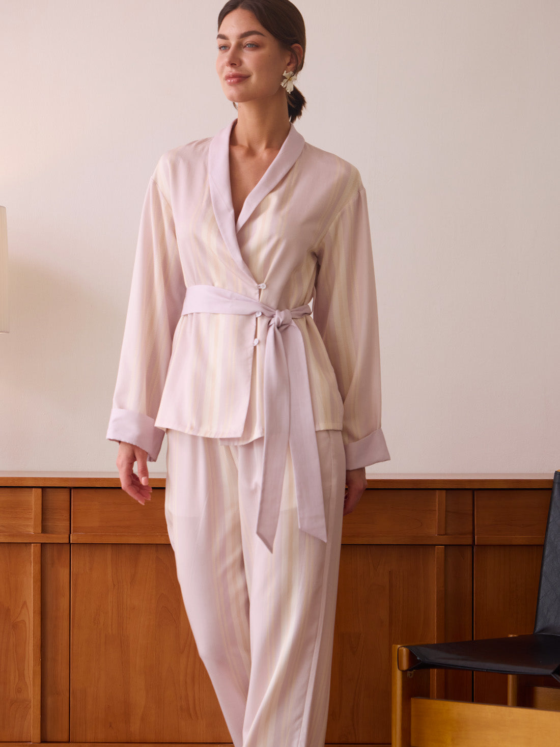 Blush Cotton Candy Stripe Long Pajama Set