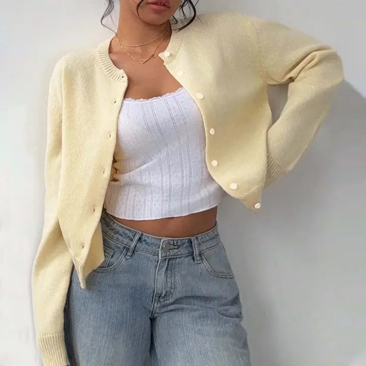 Long-Sleeved Soft Cardigan Sweater for Women