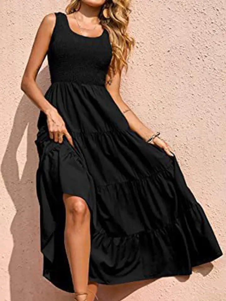 Sleeveless Crochet Tiered Maxi Dress