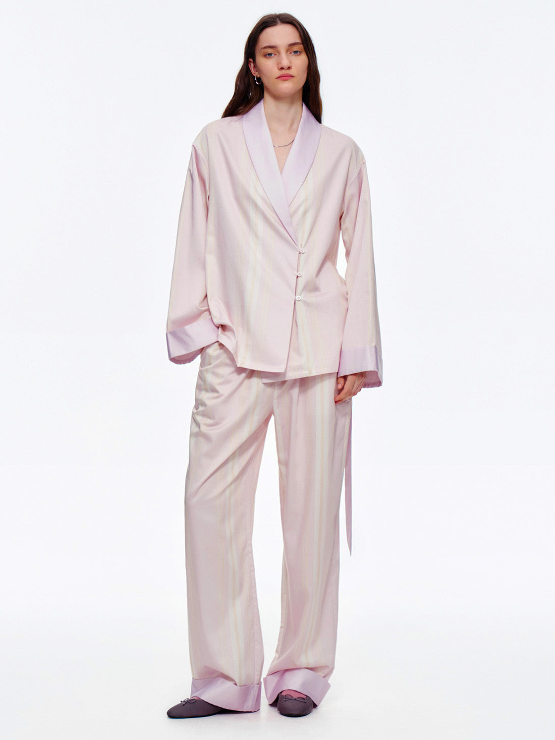 Blush Cotton Candy Stripe Long Pajama Set