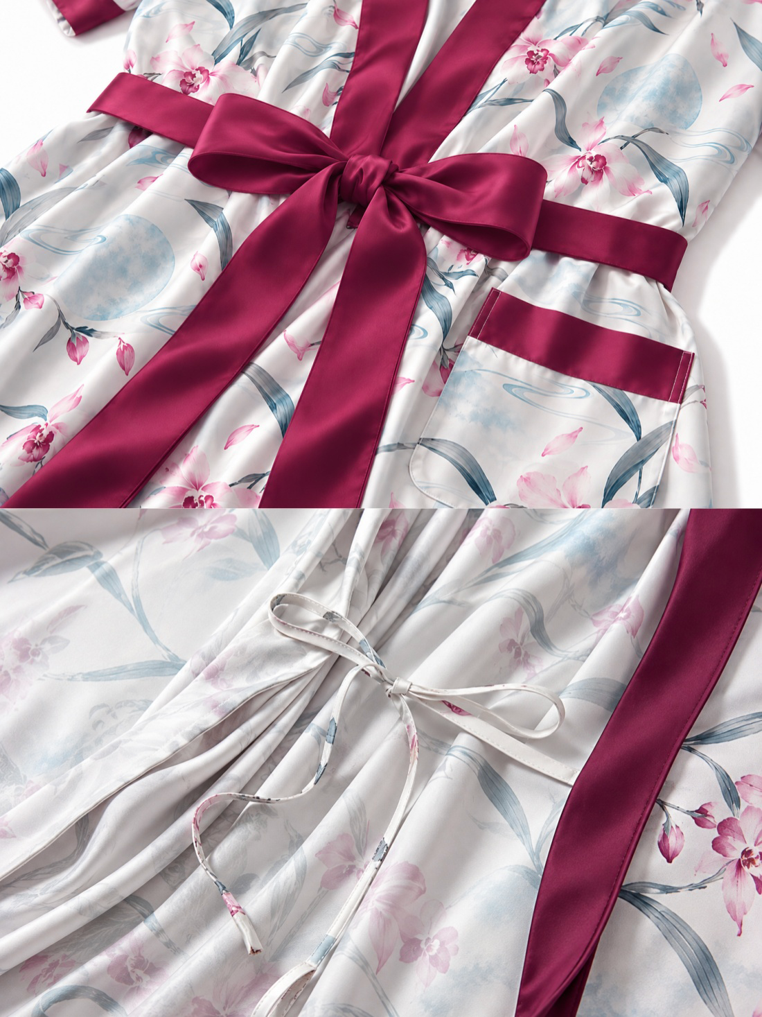 Moonlit Orchid Short Robe with Pockets