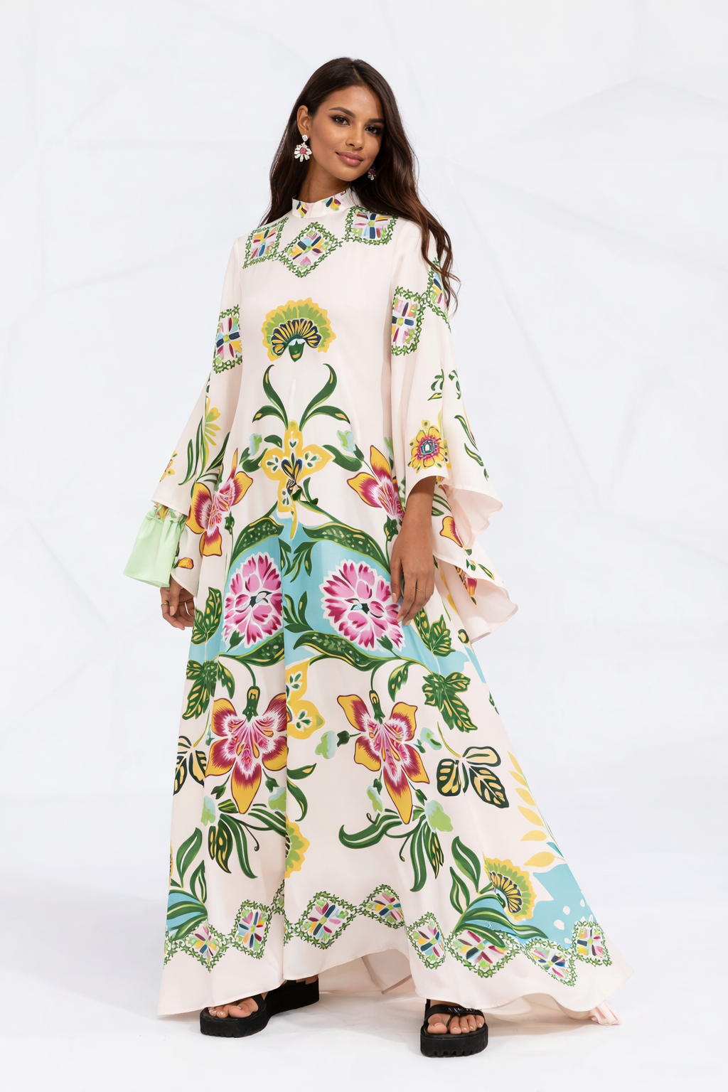 Golden Garden Flowy Maxi Dress