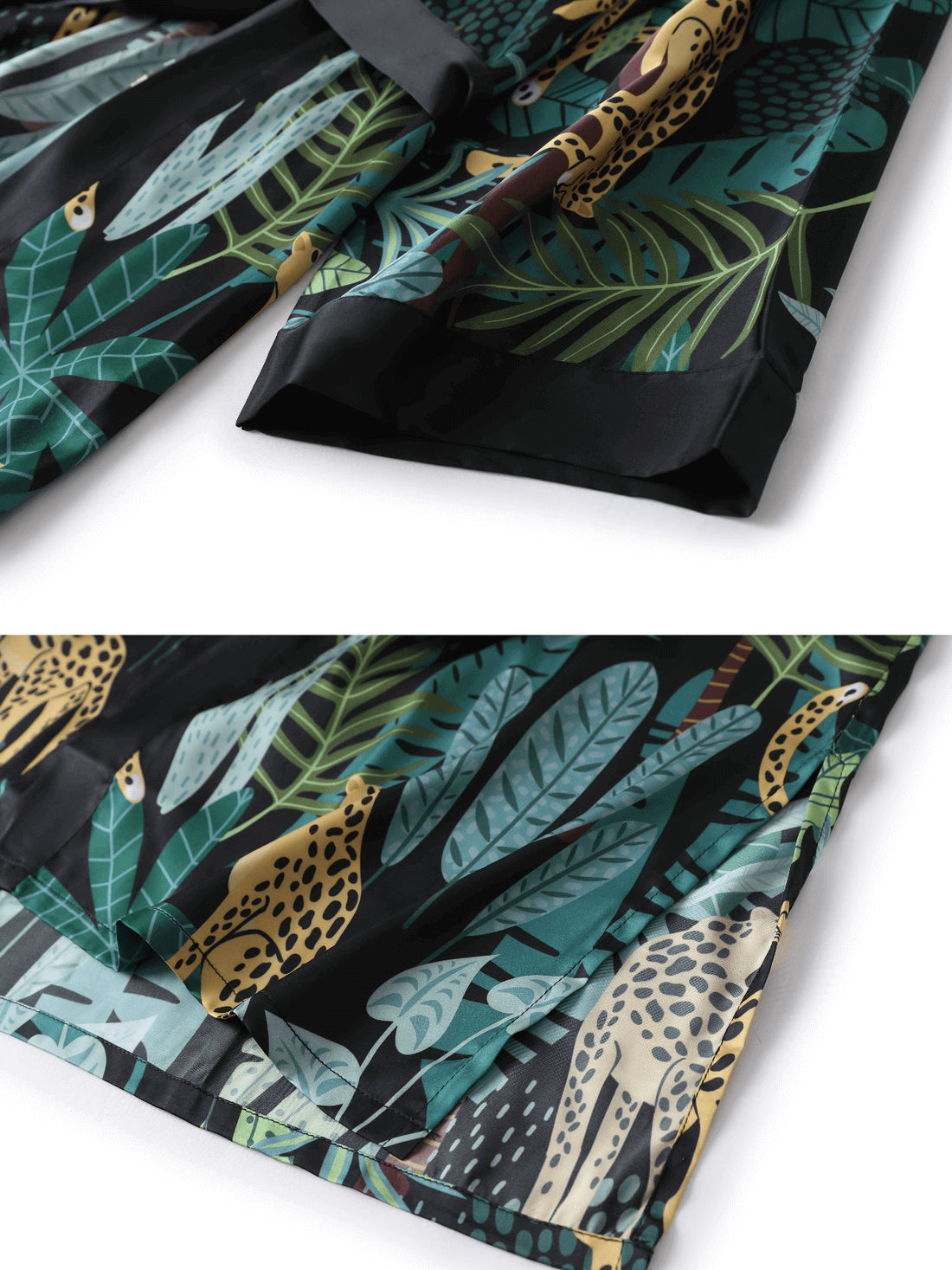Black & Green Leopard Print Kimono Robe | Cozy Ladies Robe - Ulivary