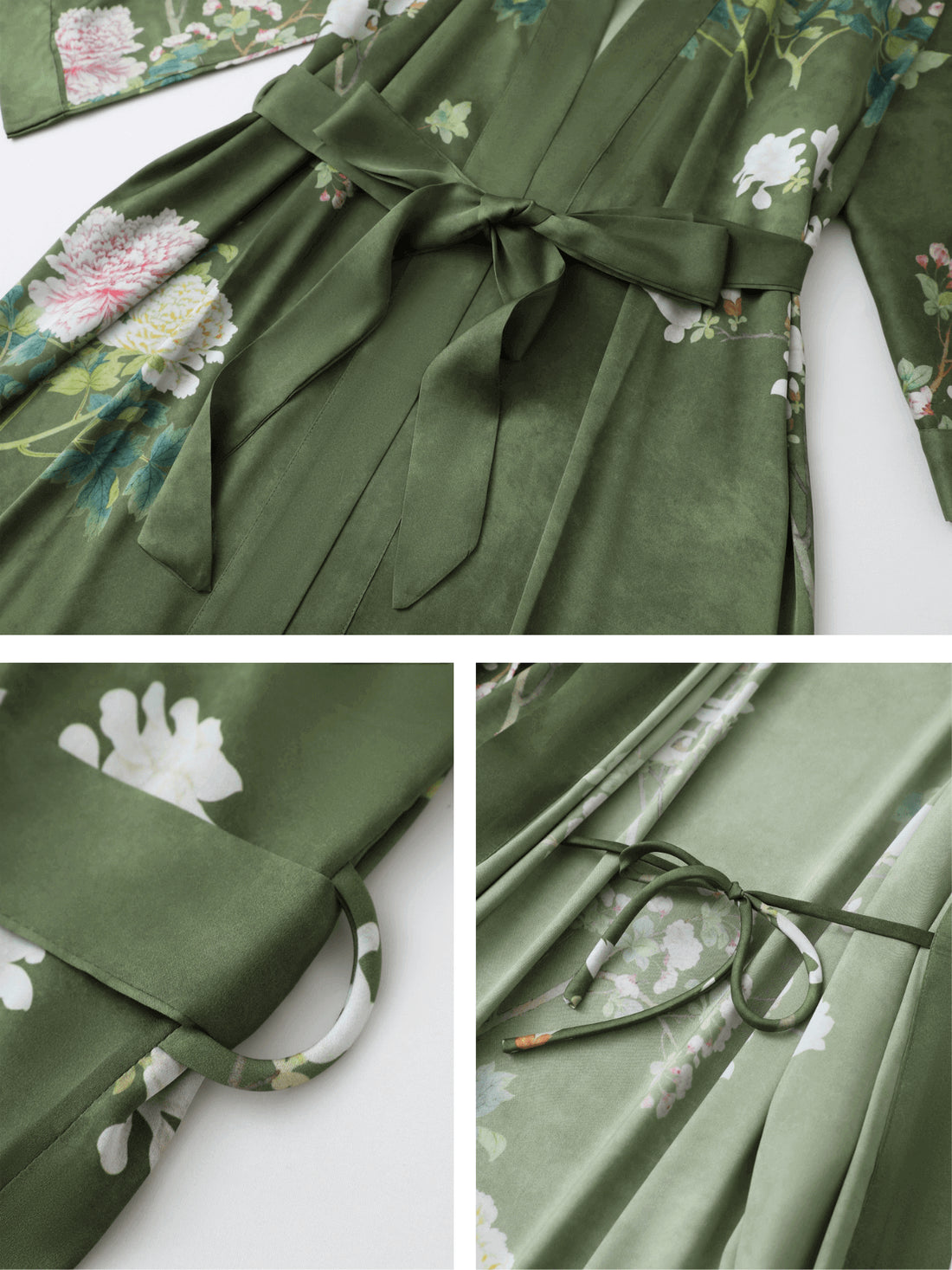 Floral Green Kimono Dressing Gown | Best Bathrobe For Women - Ulivary