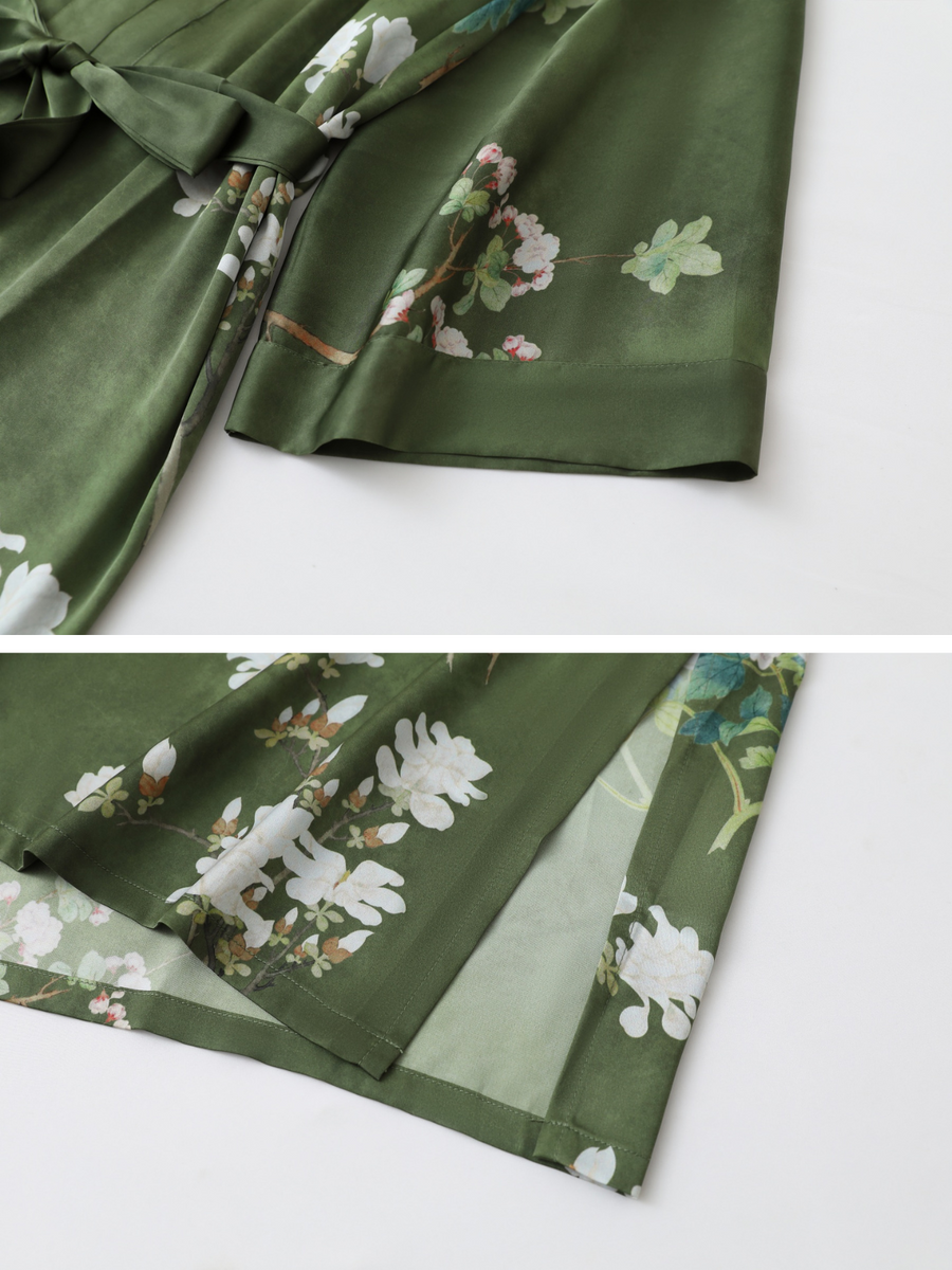 Floral Olive Kimono Robe