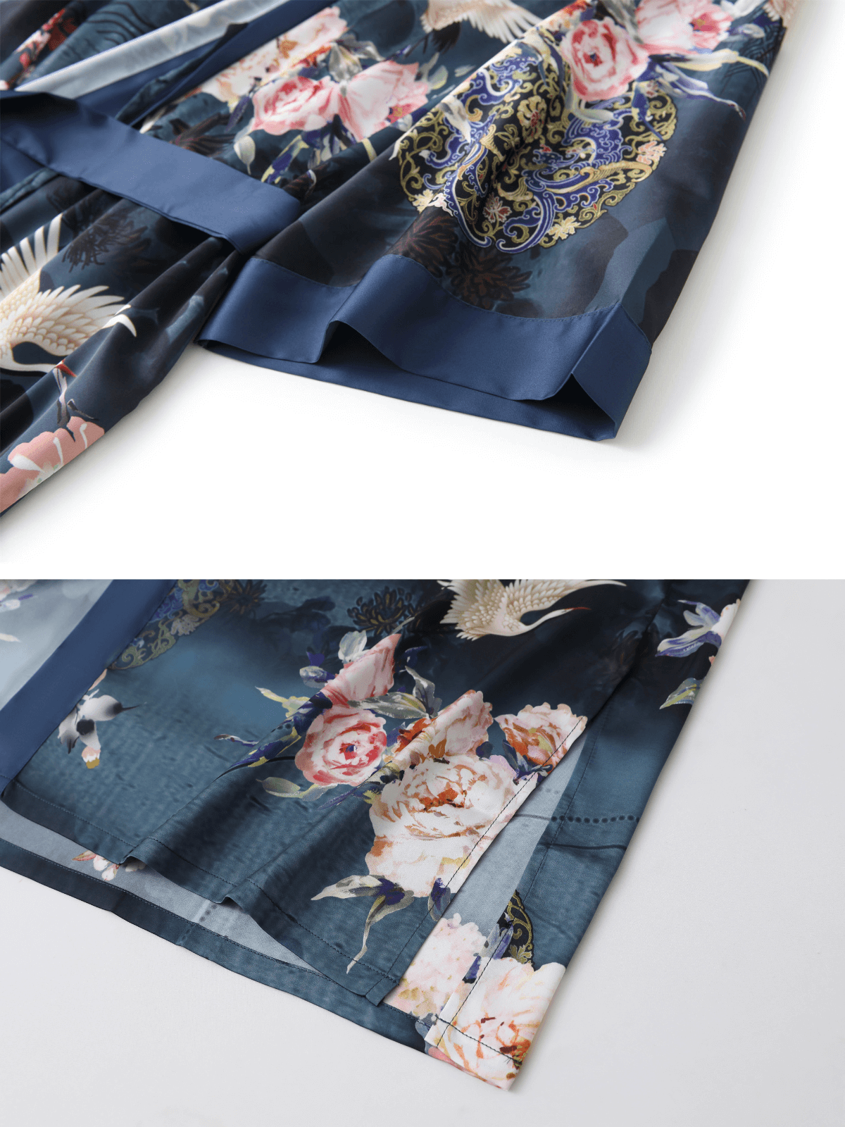 Short Kimono Robe Crane