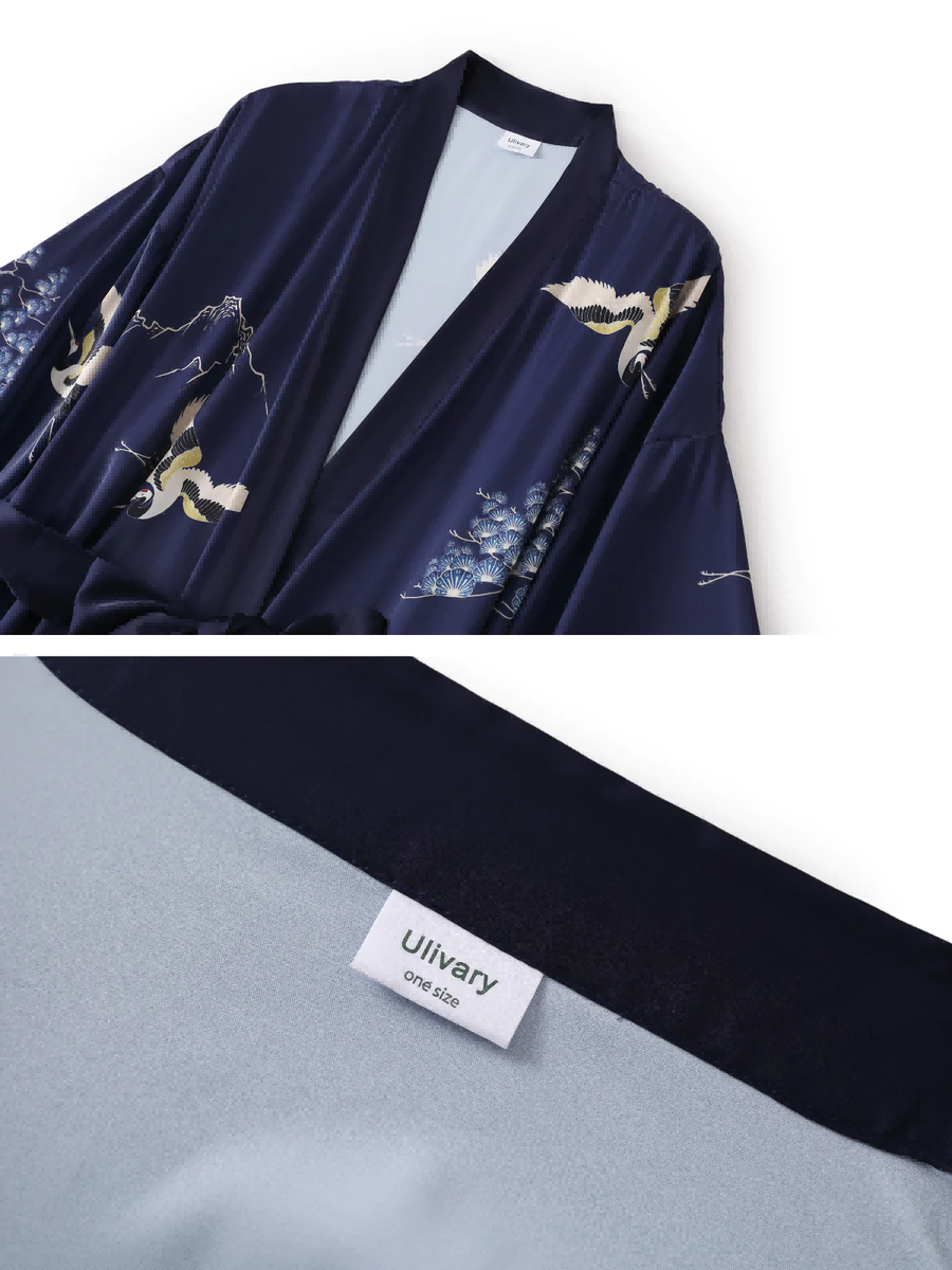 Mountain Crane Kimono Robe
