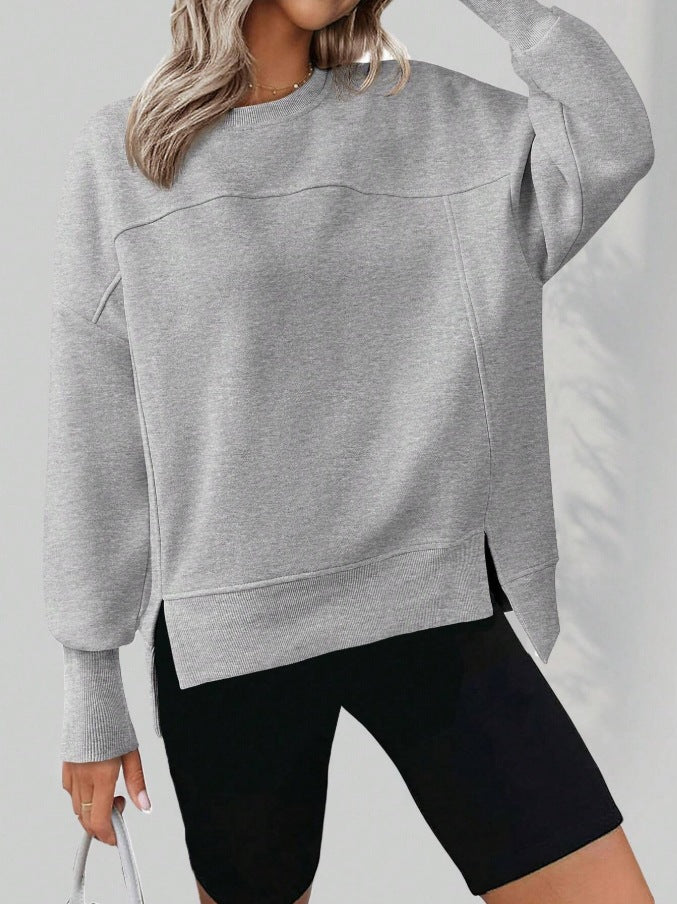 Women's Relaxed Fit Crewneck Pullover, Long Sleeve Drop Shoulder Top