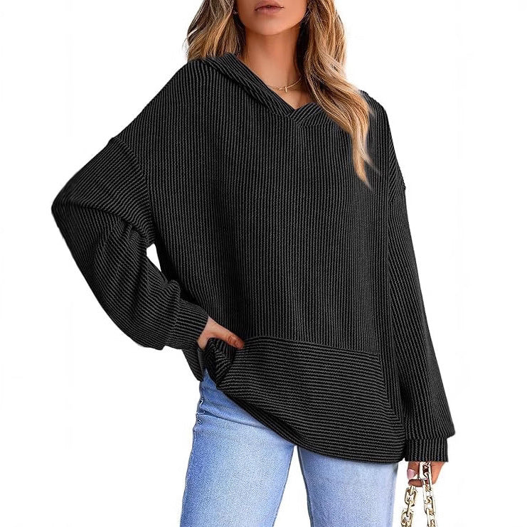 Loose Twisted Hooded Long Sleeve Sweatshirt