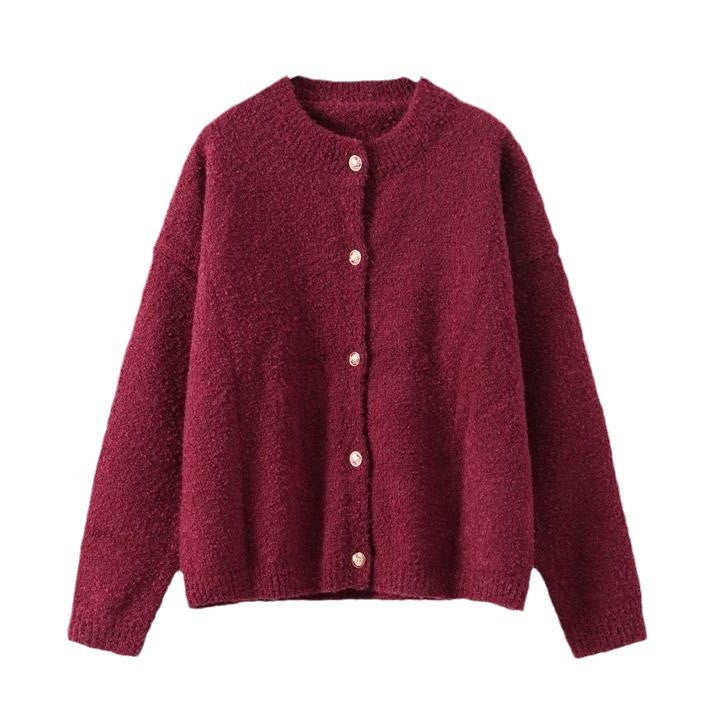 Loose Retro Button Knitted Long Sleeve Cardigan