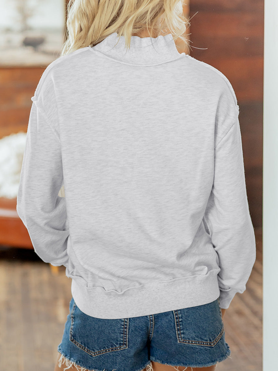Women’s Christian Mock Neck Sweatshirt – Oversized Faith Letter Pullover Tops