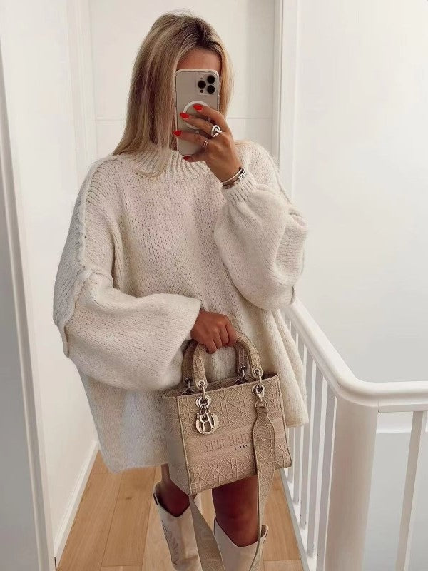 Minimalist Oversized Balloon Sleeve Knit Sweater