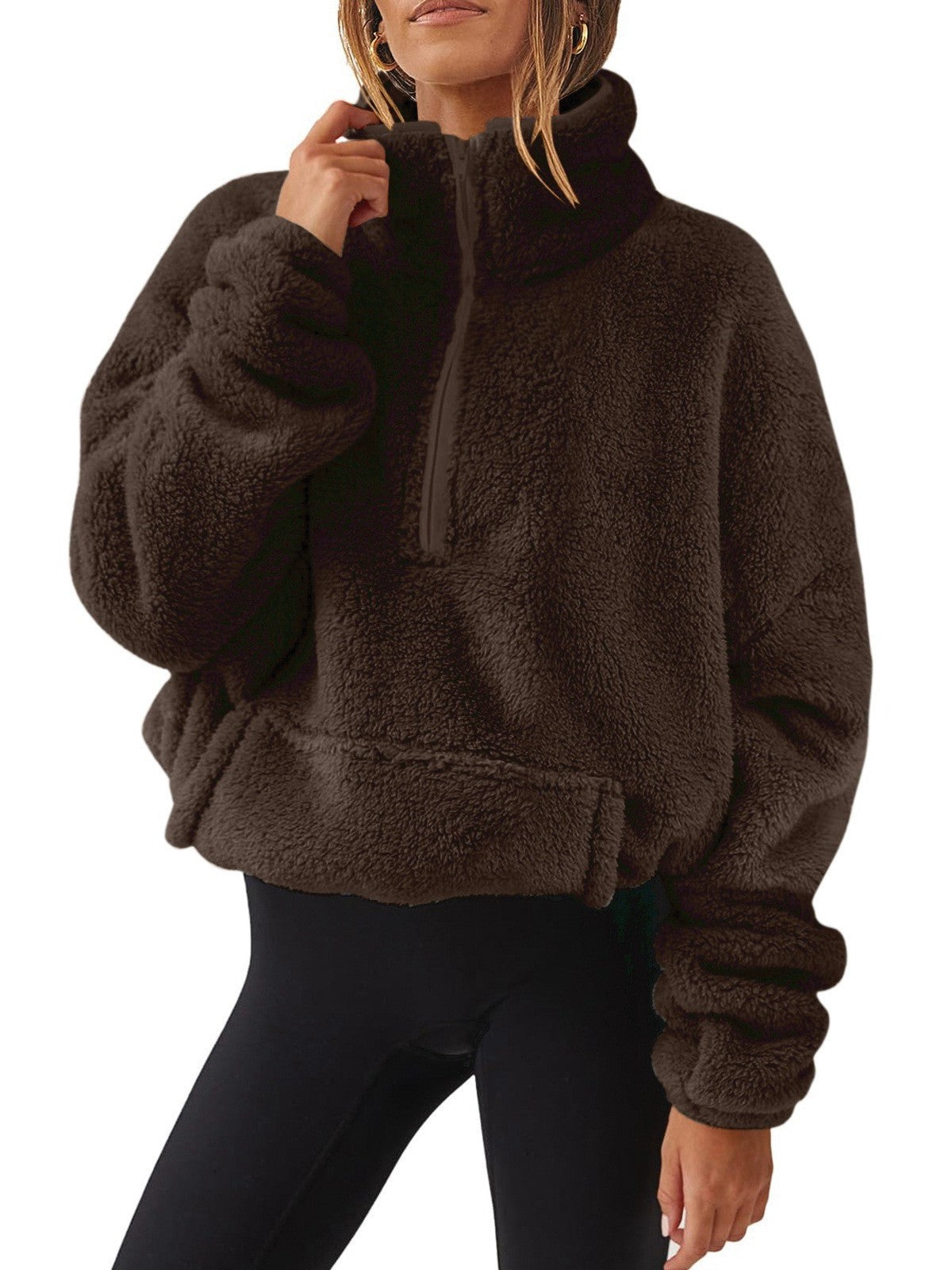 Boutique Contrast Stitch Crew Neck Oversized Knit Sweater