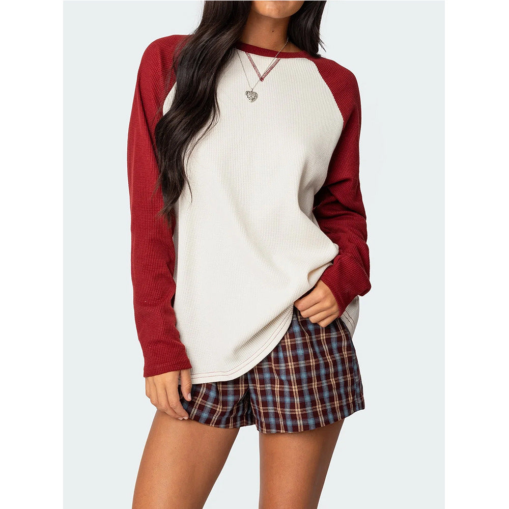 Minimalist Color Block Raglan Tunic Top