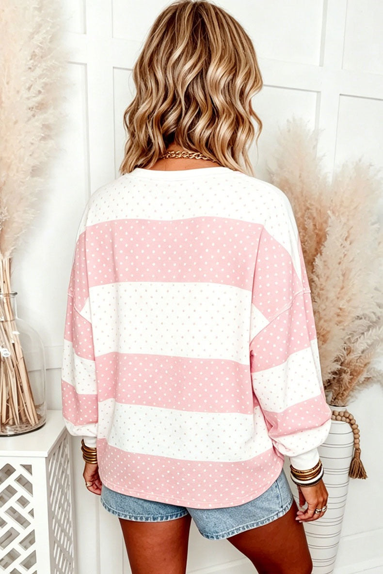 Women’s Polka Dot Color Block Oversized Sweatshirt