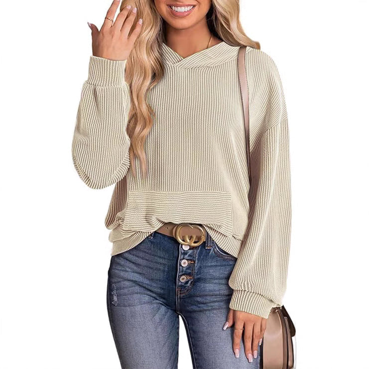 Loose Twisted Hooded Long Sleeve Sweatshirt