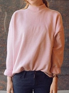 Women's Fleece-Lined Mock Neck Sweatshirt, Warm Long Sleeve Pullover