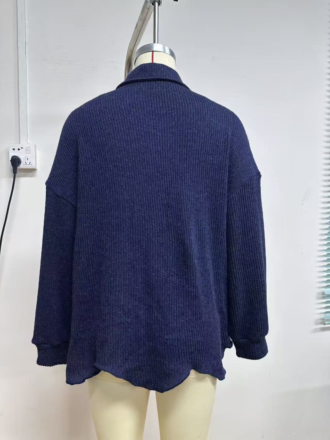 Elevated Gold Button Collared Knit Cardigan