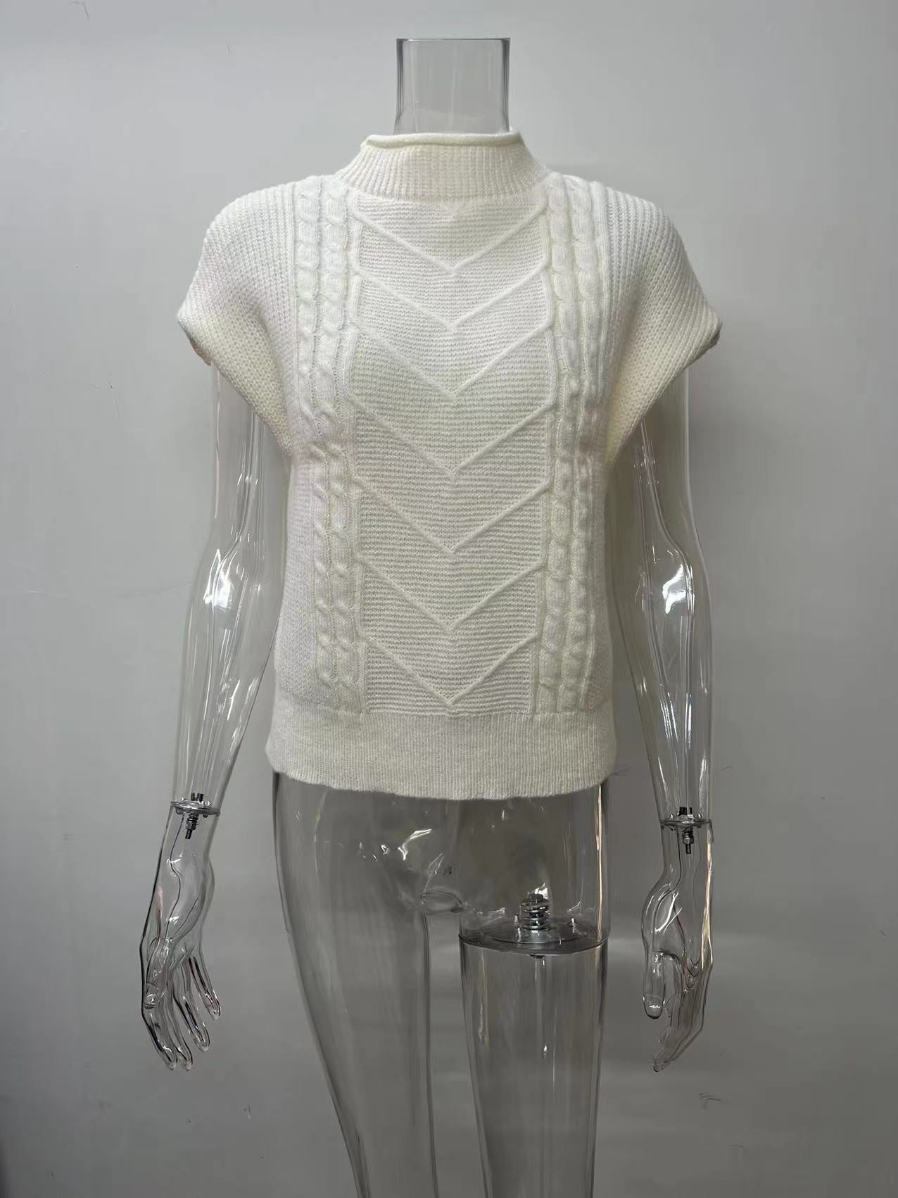 Boutique Cable Knit Cap Sleeve Sweater Vest