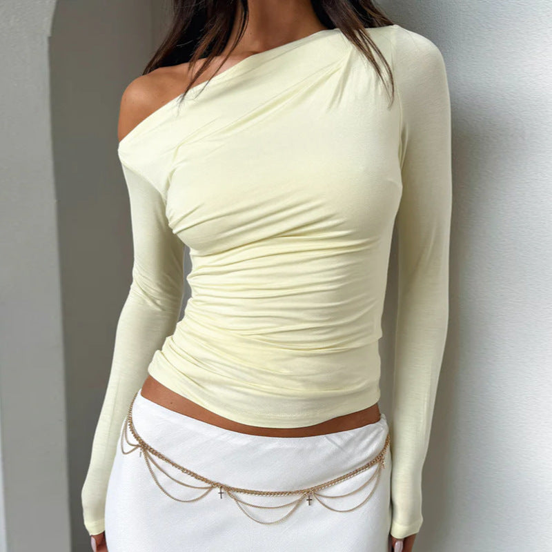 Off-Shoulder Slim Long Sleeve Top for Women