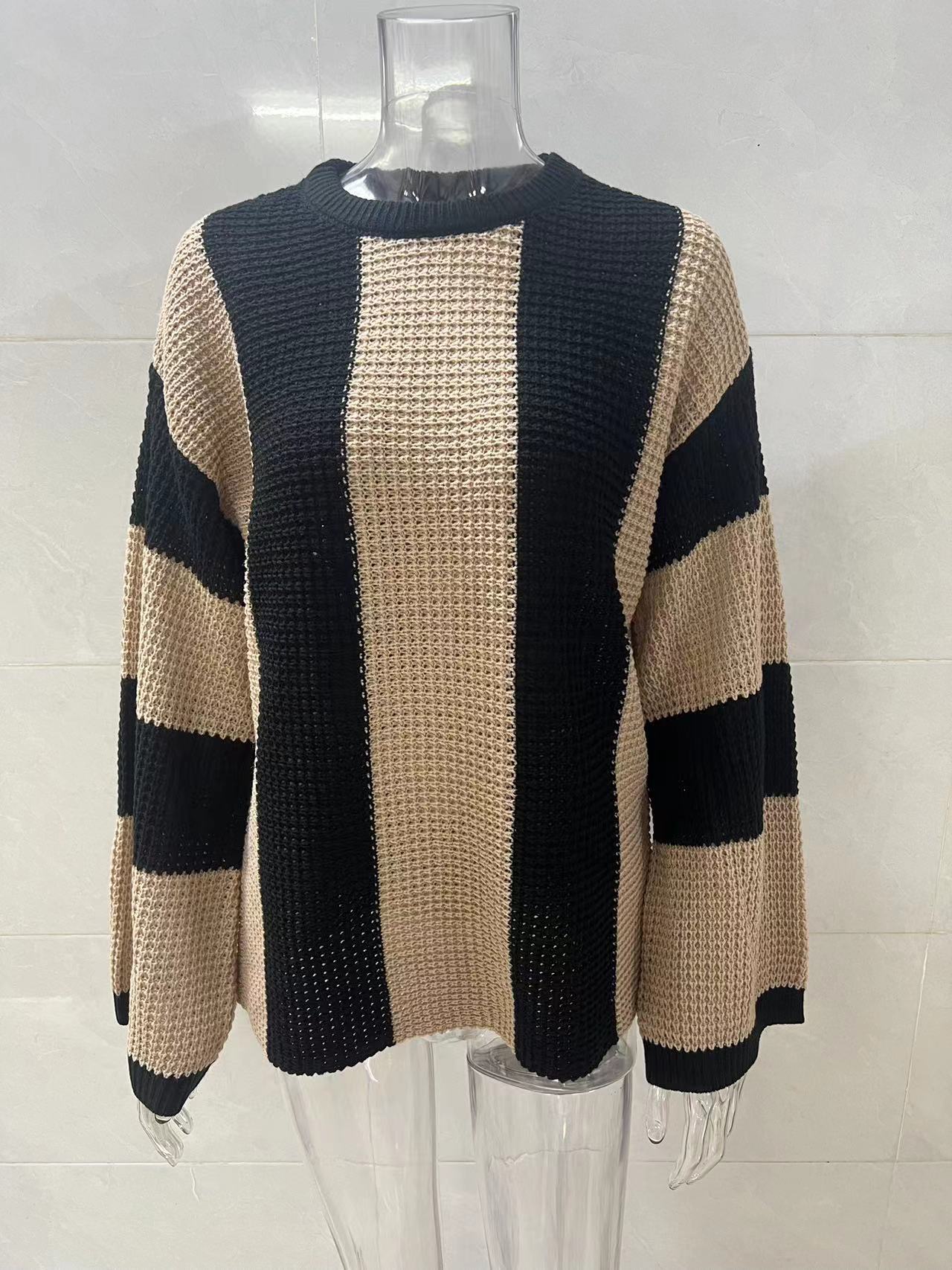 Minimalist Wide Stripe Flared Sleeve Sweater