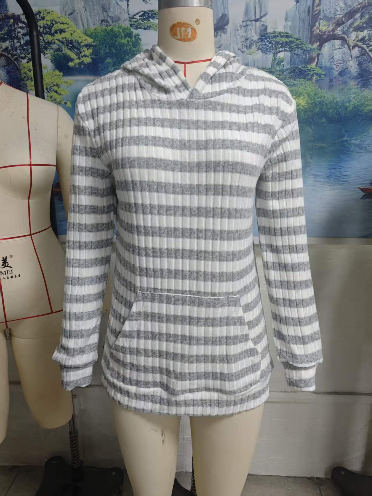 Boutique Striped Hooded Long Sleeve Tunic