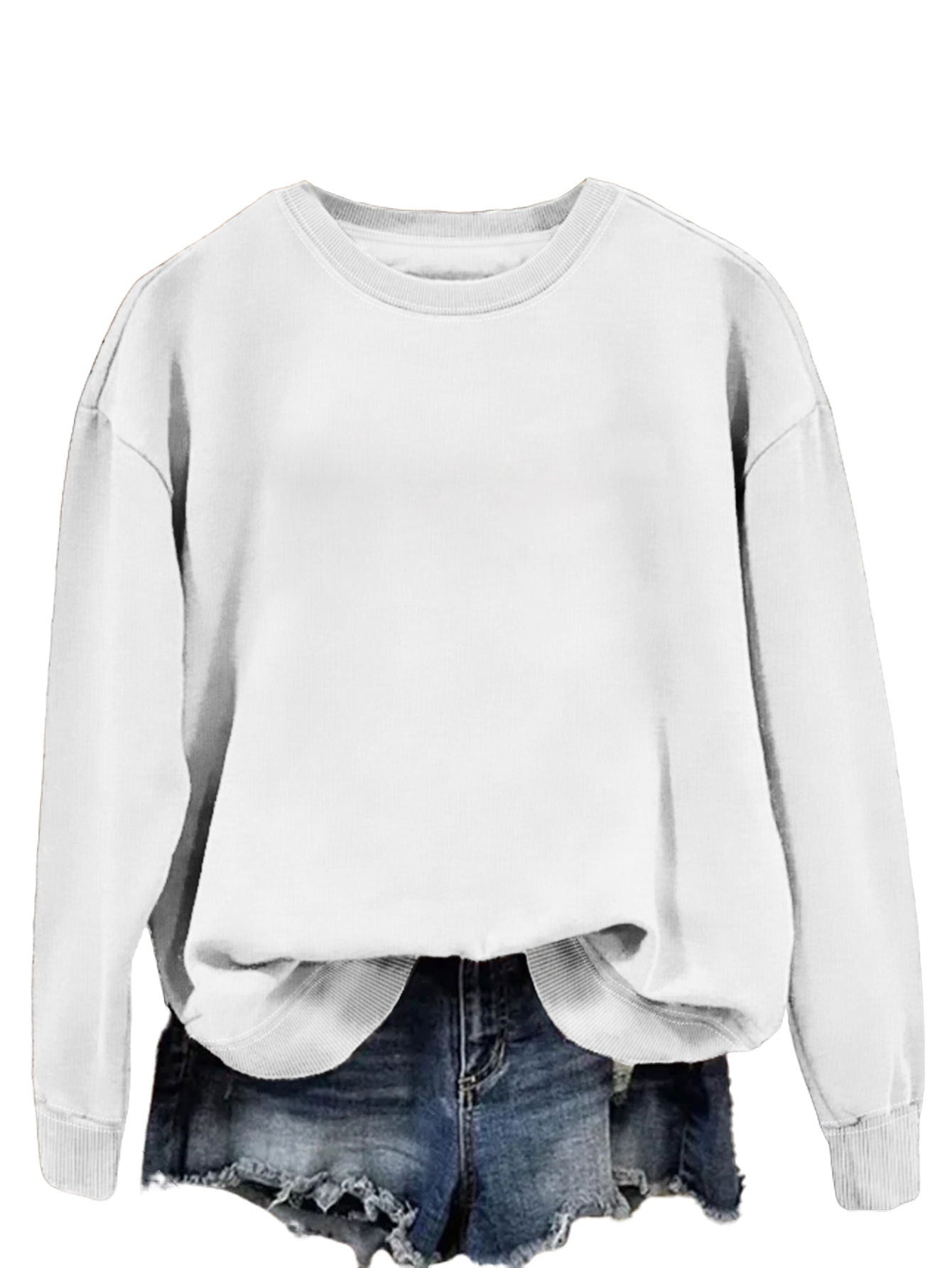 Boutique Minimalist Crew Neck Relaxed Long Sleeve Sweatshirt