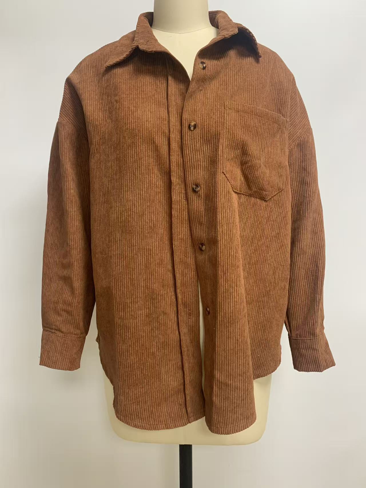 Boutique Corduroy Button Front Pocket Shirt