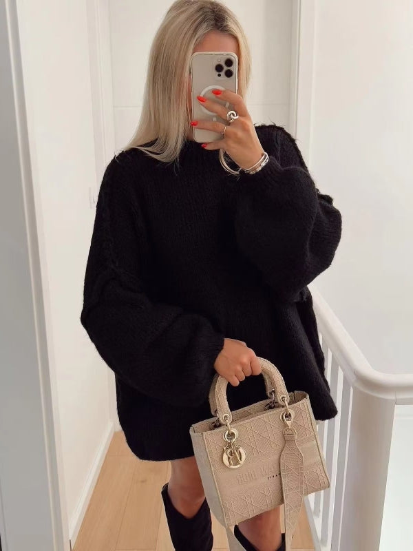 Minimalist Oversized Balloon Sleeve Knit Sweater
