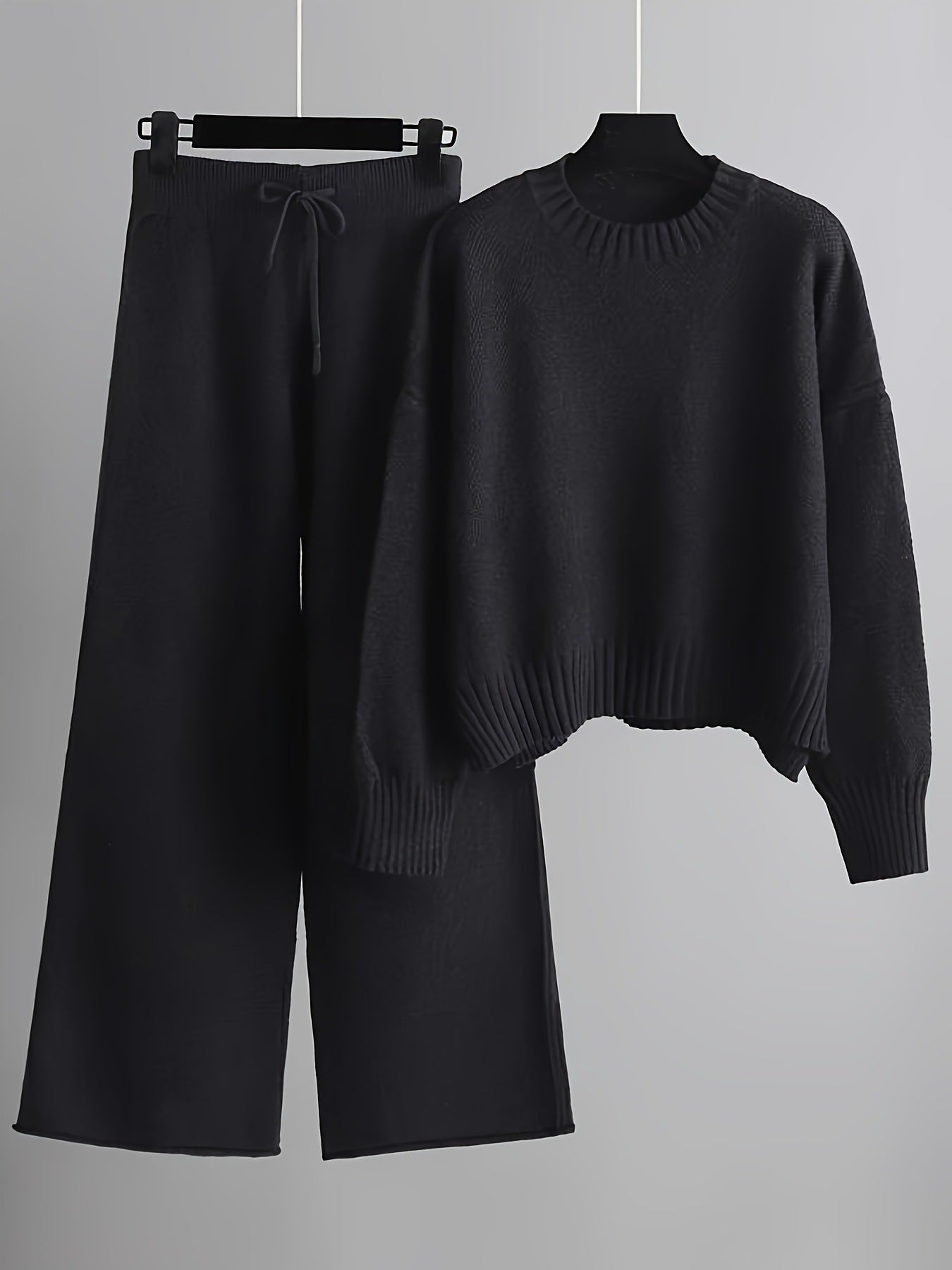 Knit Sweater & Wide Leg Pants Two-Piece Set