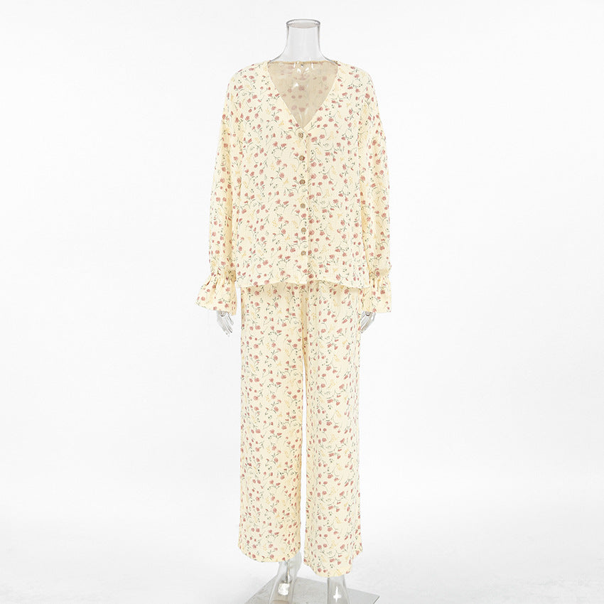 Boutique Floral Cotton Ruffle Pajama Set