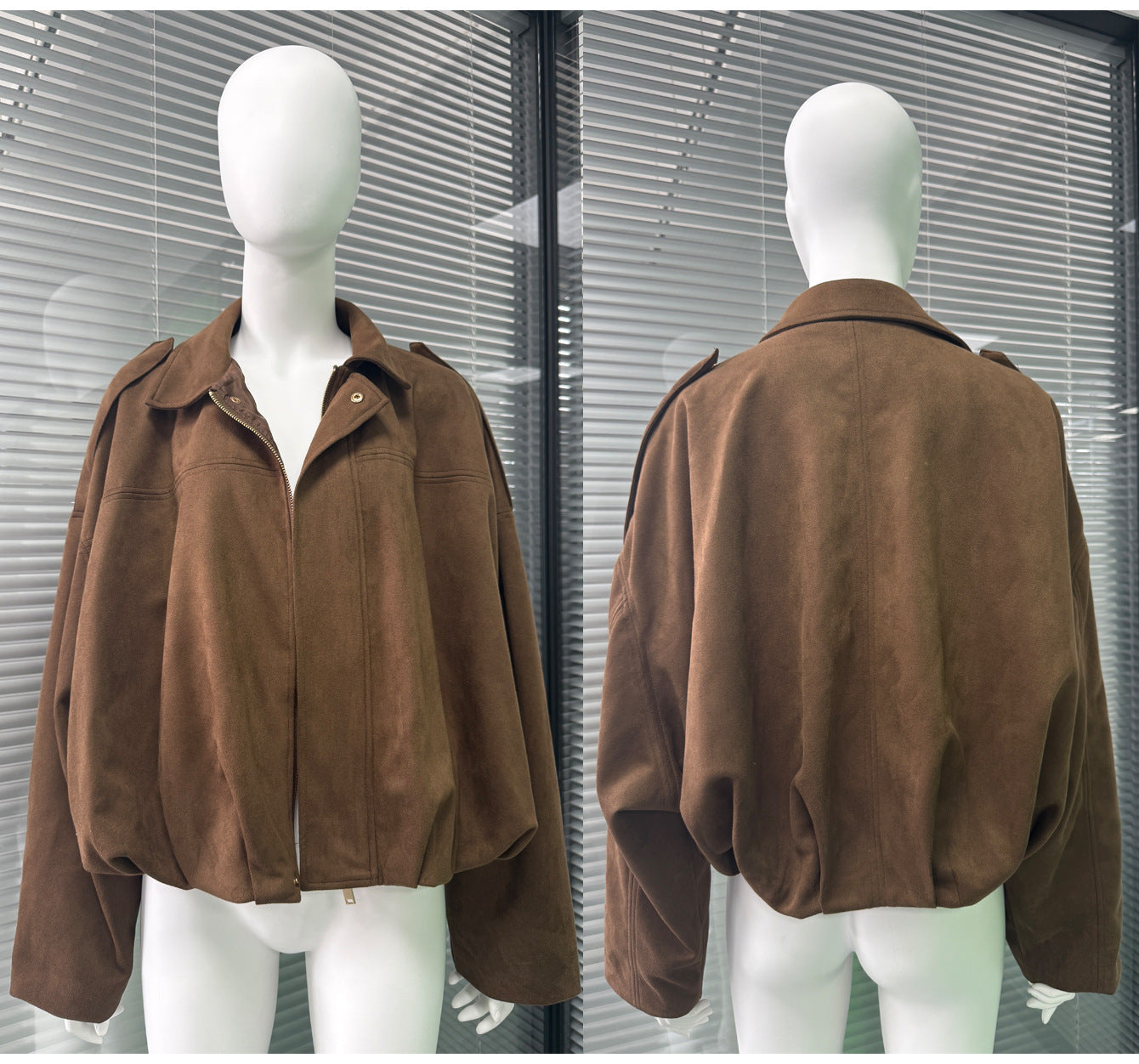 Minimalist Oversized Collared Zip Front Jacket
