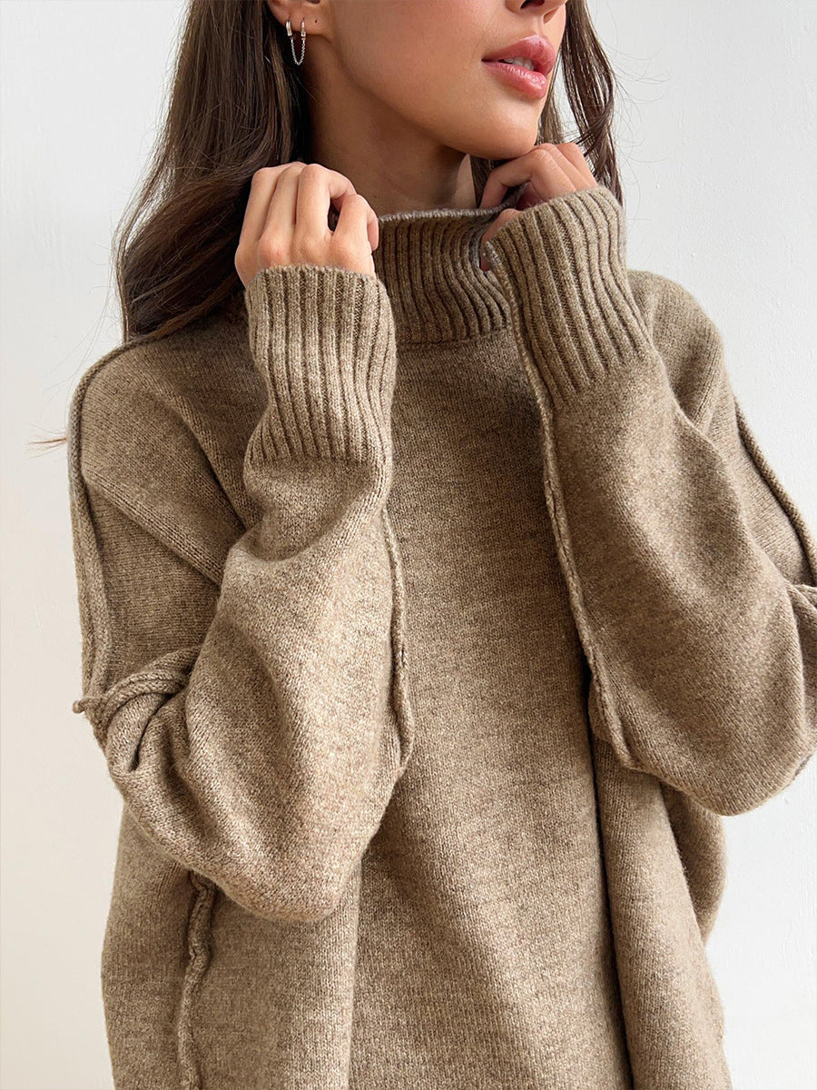 Boutique Turtleneck Sweater Wide Leg Pants Two Piece Knit Set