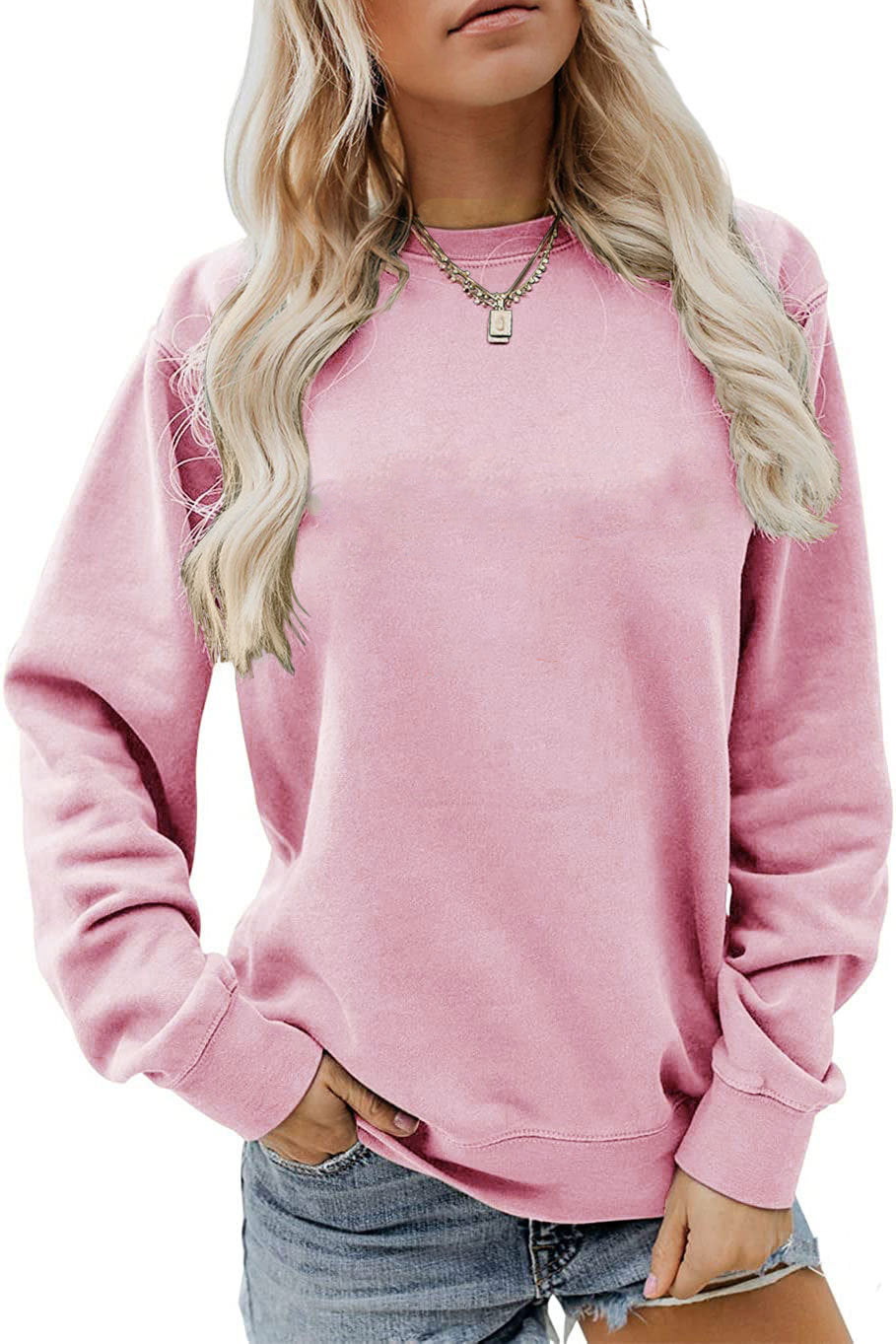 Boutique Minimalist Crew Neck Relaxed Long Sleeve Sweatshirt
