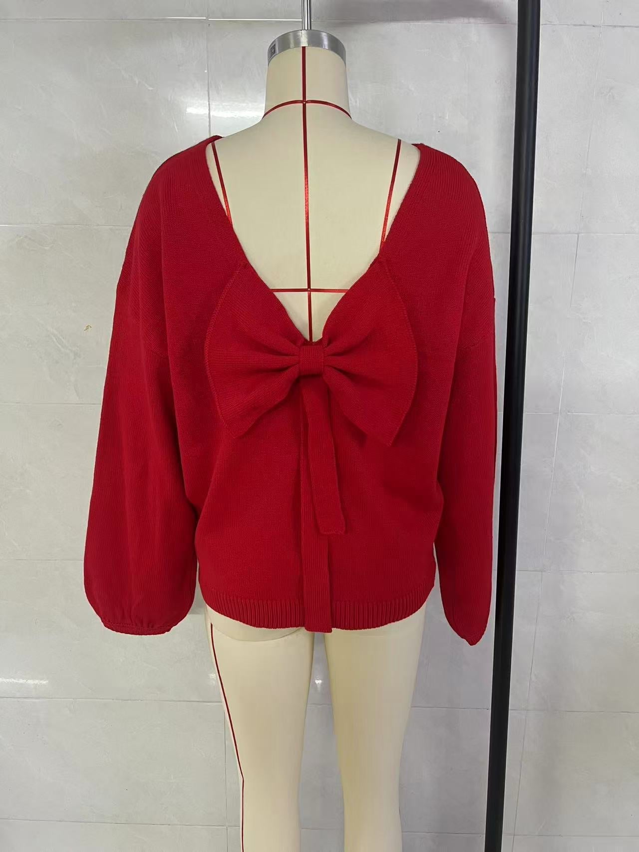 Boutique Twist Back V Neck Occasion Sweater