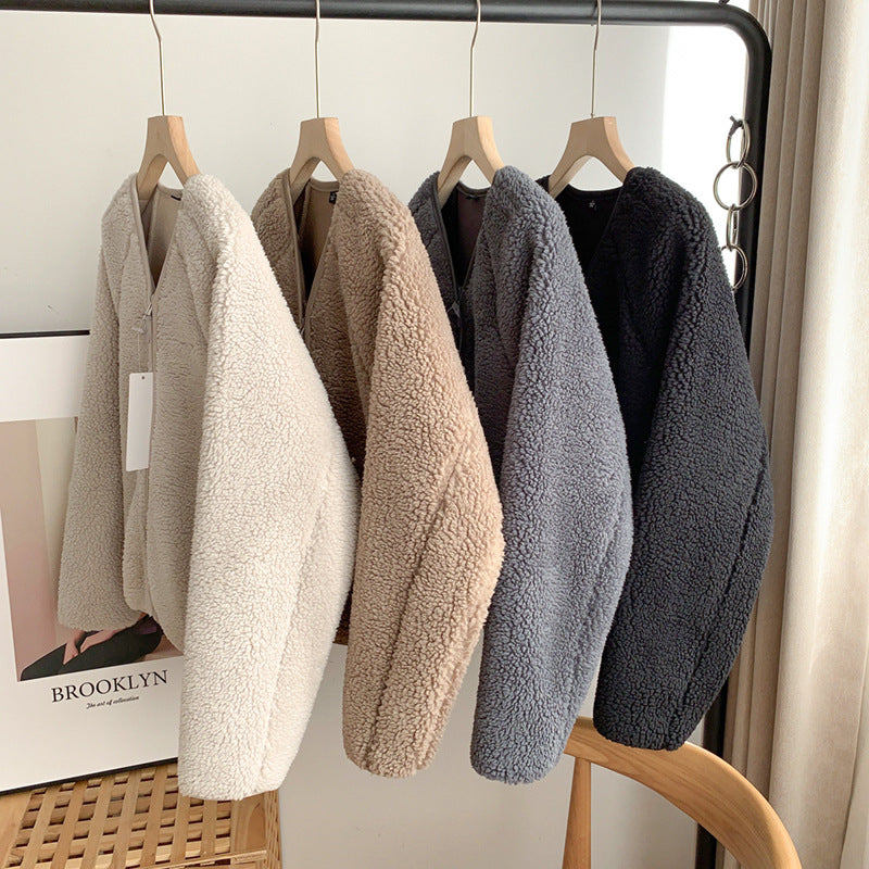 Women’s Chenille Fleece V-Neck Zip-Up Jacket