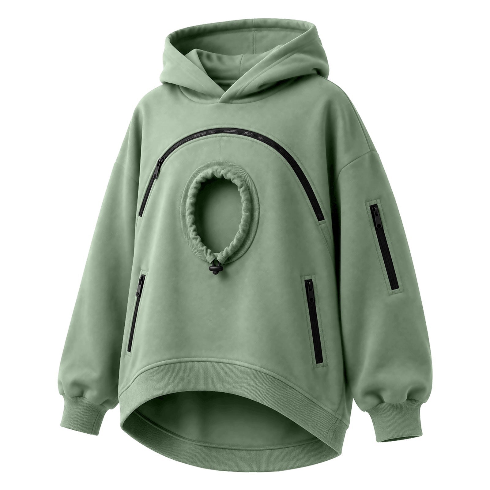 Oversized Pet Pouch Hoodie with Zip Details