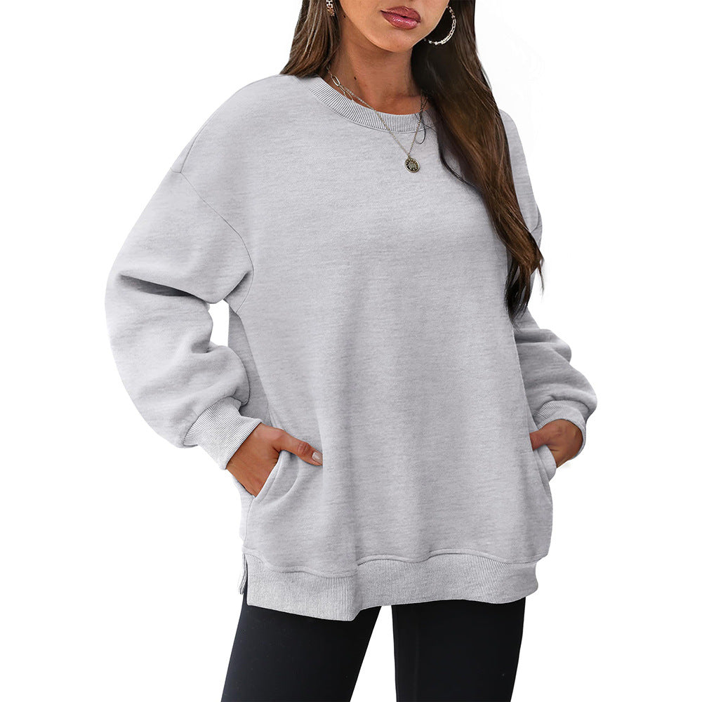 Boutique Crew Neck Pocket Tunic Sweatshirt