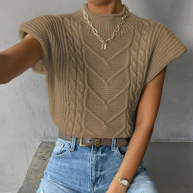 Boutique Cable Knit Cap Sleeve Sweater Vest
