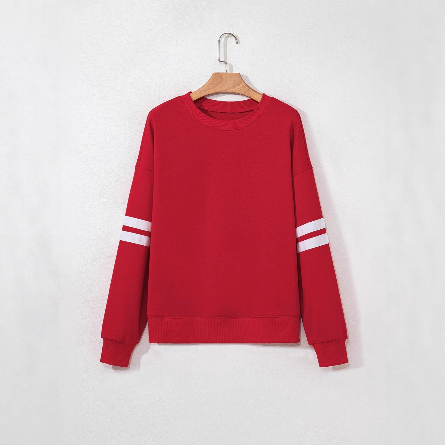 Boutique Double Stripe Sleeve Relaxed Cotton Blend Sweatshirt