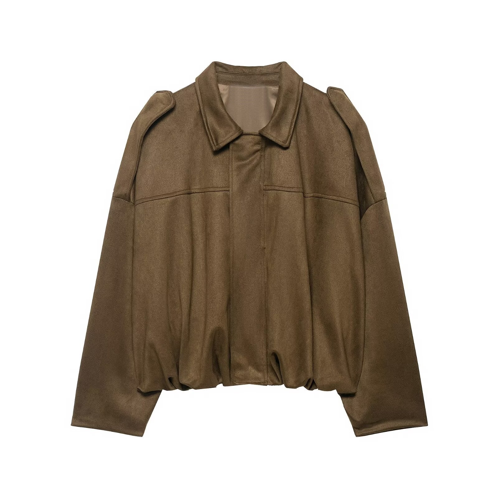 Minimalist Oversized Collared Zip Front Jacket