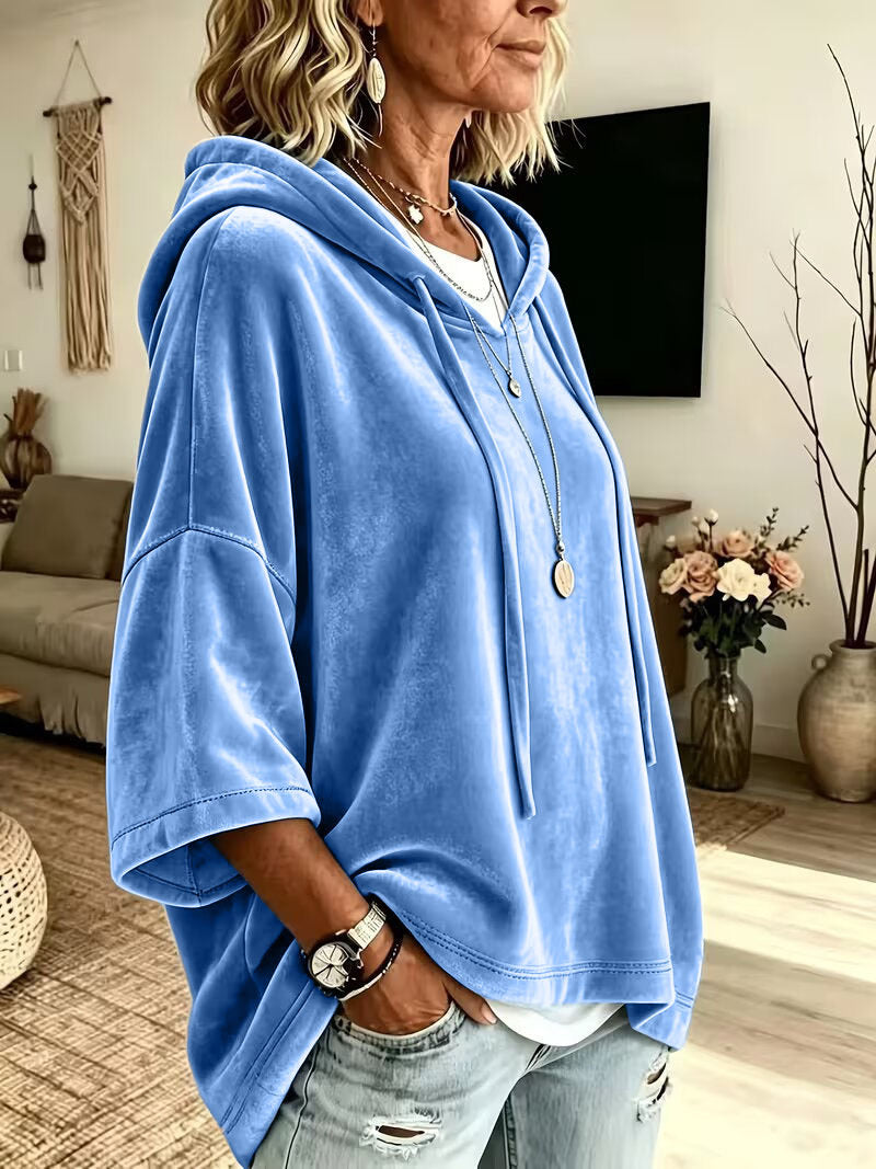 Women’s Velvet Oversized Batwing Sleeve Hoodie