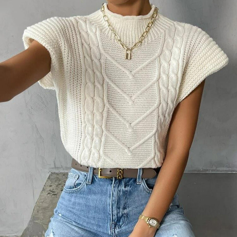 Boutique Cable Knit Cap Sleeve Sweater Vest