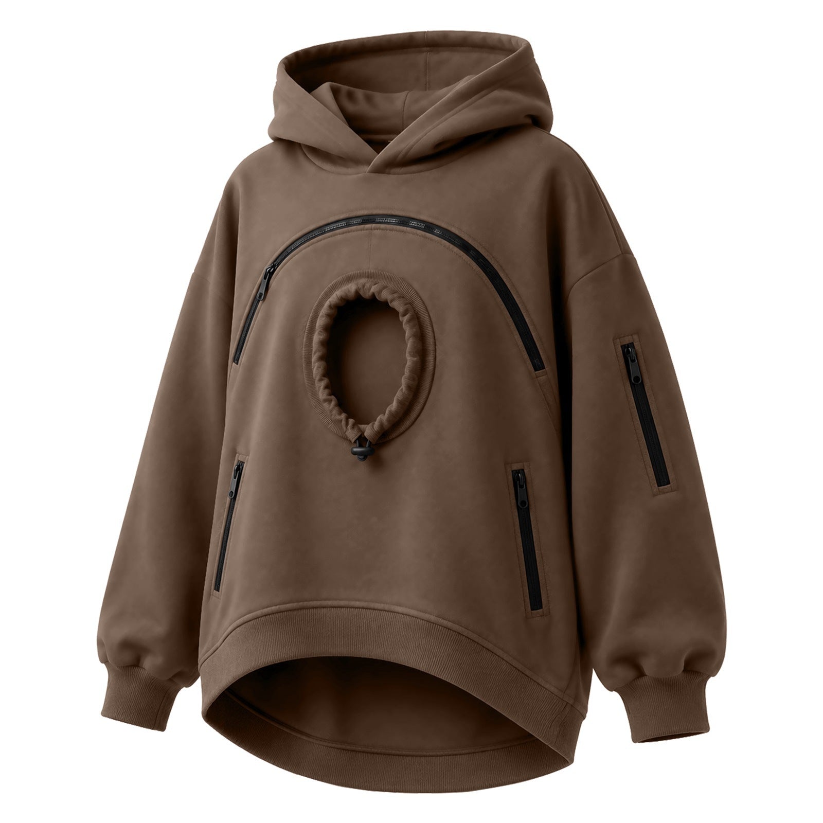 Oversized Pet Pouch Hoodie with Zip Details