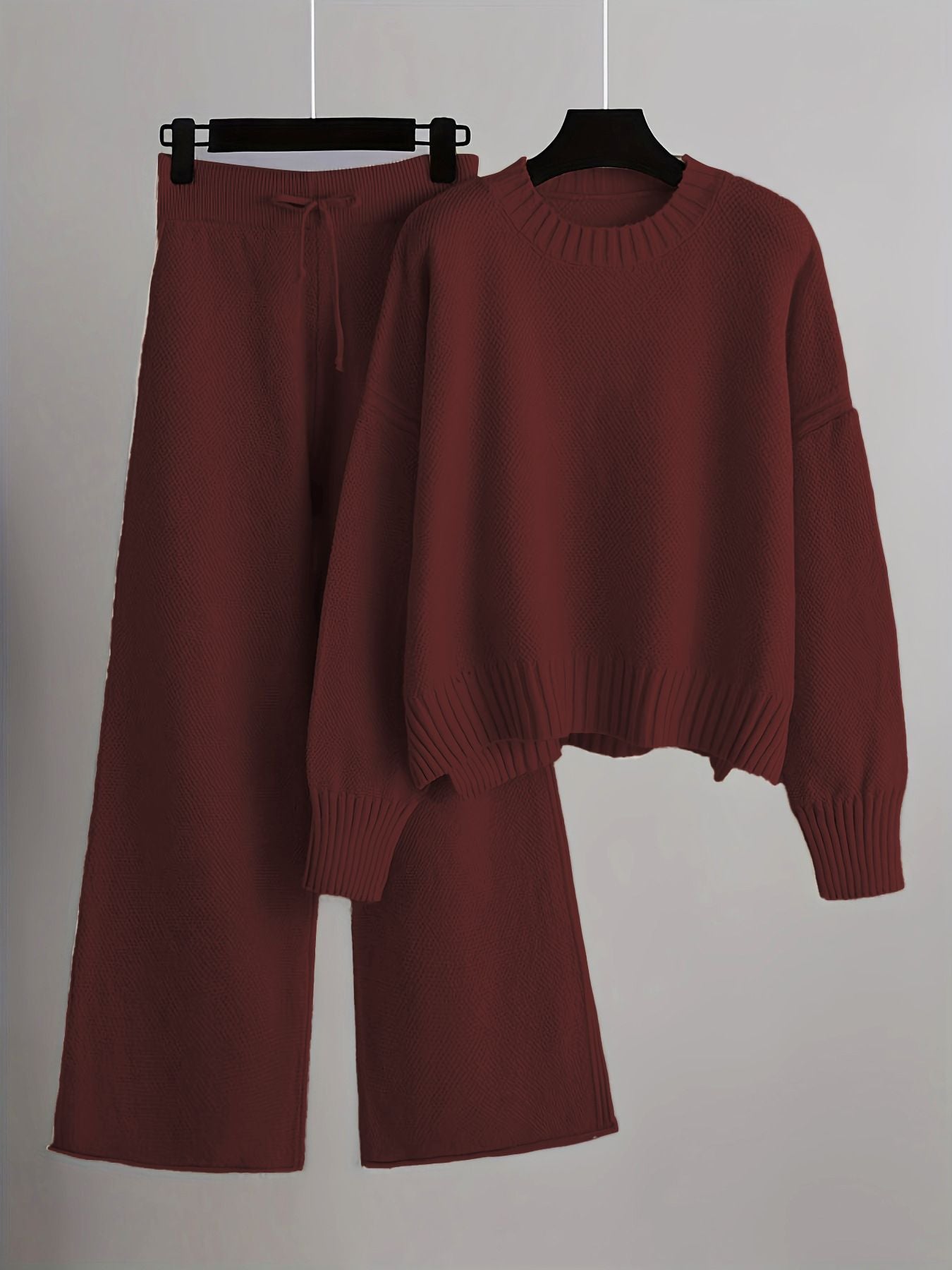Knit Sweater & Wide Leg Pants Two-Piece Set