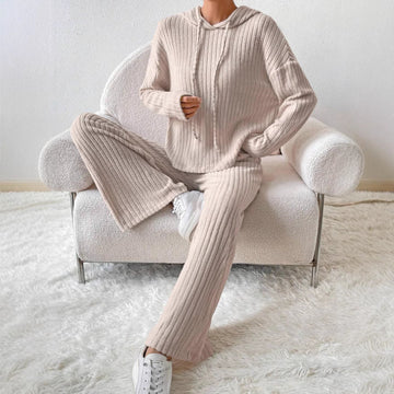 Women’s Knit Hoodie and Loose Trousers Two-Piece Set