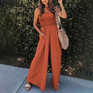 Wide-Leg Jumpsuit with Large Pockets